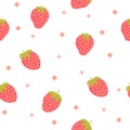 Simple strawberries seamless pattern vector background. Childish decorative design for backdrops, wrapping paper, fabric