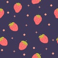 Simple strawberries seamless pattern vector background. Childish decorative design for backdrops, wrapping paper, fabric