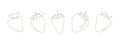 Simple strawberries sketch, black line, doodle style. Set of strawberry line art icons, outline style, berry silhouette