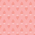 Simple strawberries wallpaper. Strawberry seamless pattern on pink background