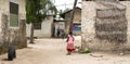Simple street in african village