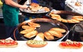 simple street street food fried bread with tomatoes