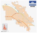 Simple street map of the city of Boise, Idaho, United States