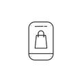 Simple street style line shopping bag icon.