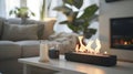 The simple yet striking design of the bioethanol fireplace adds a touch of warmth and style to this bright and airy