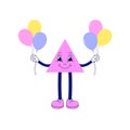 Simple style cartoon triangle with a bunch of balloons