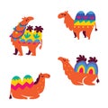 Simple style illustration of cartoon camels. Flat design Royalty Free Stock Photo