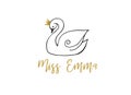 Simple and stylish modern logo and illustration, swan vector hand drawn element