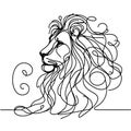 A simple yet stylish outline of a lion on a plain white backdrop.