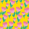 Simple stylish tulip flower seamless, pattern. v