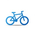 A simple, stylized blue bicycle icon on a white background. The design features basic geometric Royalty Free Stock Photo