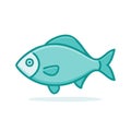 Simple stylized blue fish swimming forward illustration isolated vector Royalty Free Stock Photo