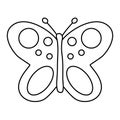 Simple stylized butterfly, doodle style flat vector outline for coloring book