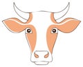 Simple stylized cow head vector illustration with horns for farm or dairy logo Royalty Free Stock Photo