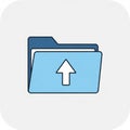 A simple, stylized icon of a folder with a blue front panel featuring a wh Royalty Free Stock Photo