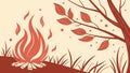 A simple, stylized illustration of a blazing campfire vector design Generative AI Royalty Free Stock Photo