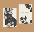 Simple stylized jasmin flower and leaves card design