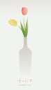 Simple and stylized tulip flowers inside a bottle. Vector illustration