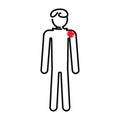 A simple stylized vector image of a man with shoulder problems. Royalty Free Stock Photo