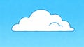A simple stylized white cloud with a curved outline set against a solid blue sky background Royalty Free Stock Photo