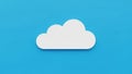 A simple stylized white cloud icon centered against a solid blue background Royalty Free Stock Photo