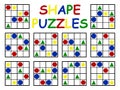 Simple sudoku set with different shapes and colors vector illustration