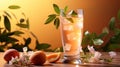 Simple summer alcohol beverage, Peach Bellini cocktail in glass isolated with copy space Royalty Free Stock Photo