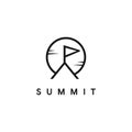 Simple Summit and sun logo, mountain peak logo icon vector template Royalty Free Stock Photo