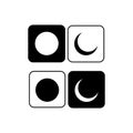 Simple sun and moon shape with dark and light mode. buttons Royalty Free Stock Photo