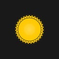 Simple sun vector icon. Summer icon, small rays. Stock vector illustration isolated on black background.