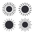 Simple sun vector icons set isolated on white background Royalty Free Stock Photo