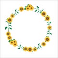 Simple sunflowers flower circle border template