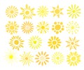 Simple suns set vector flat illustration, cute summer image Royalty Free Stock Photo