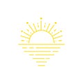Simple sunset line icon. Stroke pictogram. Vector illustration isolated on a white background. Premium quality symbol.