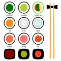 Simple sushi icons set. Vector illustration. Royalty Free Stock Photo