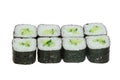 Simple sushi rolls with rice and cucumber Royalty Free Stock Photo