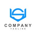 Simple SV, SU, VS, US initials geometric line art company logo Royalty Free Stock Photo