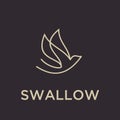 Simple swallow logo black outline line set silhouette logo icon designs vector for logo icon stamp Royalty Free Stock Photo