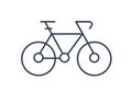 Simple symbol of bicycle or bike isolated on white background. Minimal pictogram with pedal-driven vehicle. Urban