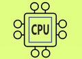 A simple symbol outline shape of a central processor unit integrated circuit light green backdrop