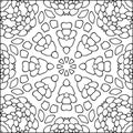 Simple symmetric coloring page for kids and adults. Relax black and white ornament, mandala.