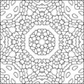 Simple symmetric coloring page for kids and adults. Relax black and white ornament, mandala.