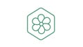 A simple symmetric design features a six petaled flower within a Royalty Free Stock Photo