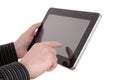 Simple tablet in man's hands, Royalty Free Stock Photo