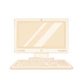 Simple tan desktop computer workstation with monitor, keyboard, and clean design for modern office work concept Royalty Free Stock Photo