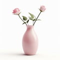 Simple Tapered Vase With Rose - White Background