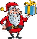 Cartoon Santa with a big gift Royalty Free Stock Photo