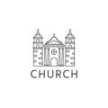 Simple template logo icon of the abstract church building.Vector illustration in line-art style Royalty Free Stock Photo