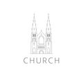 Simple template logo icon of the abstract church building.Vector illustration in line-art style Royalty Free Stock Photo