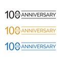 Simple 100th anniversary years logo vector. blue black gold color